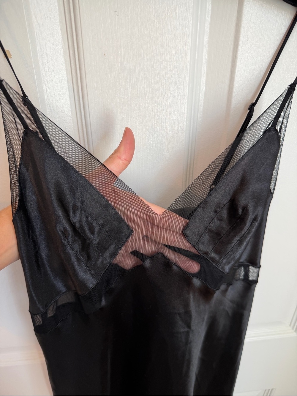 Victoria's Secret Black Long Silky Slip with Mesh Trim - Picture 6 of 10